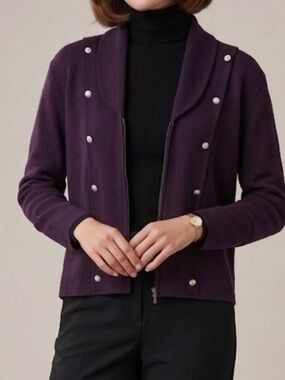 Vintage San Remo Purple Knit Zip-Front Cardigan sweater large